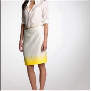 J Crew white & yellow ombré 100% linen skirt 4